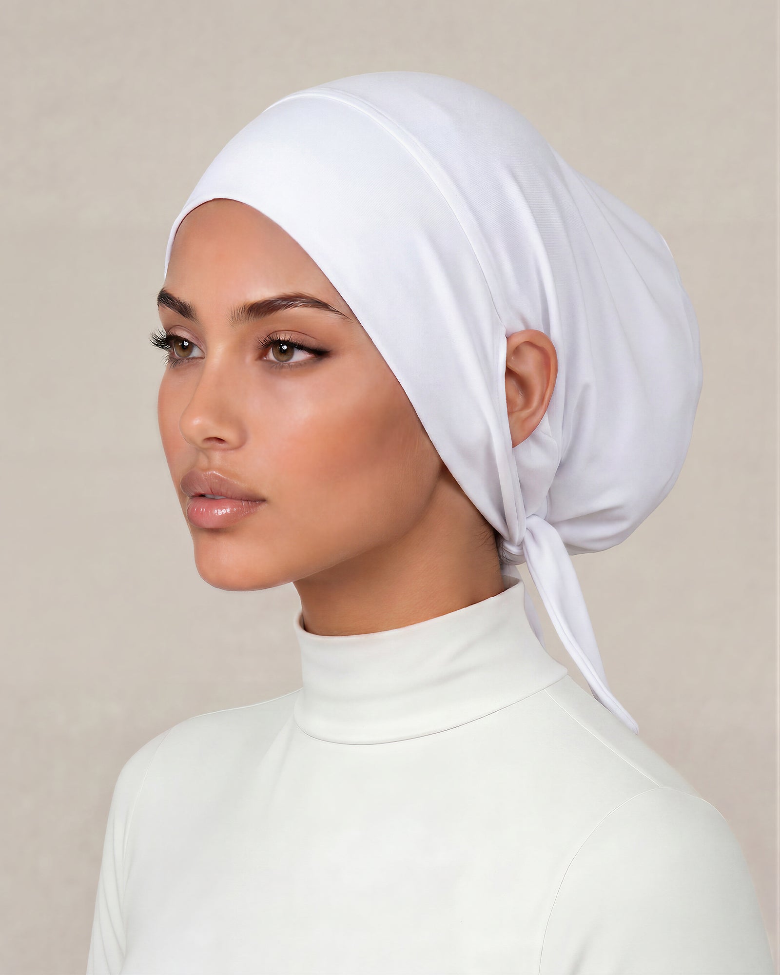 Recycled Bamboo Undercap with ear slits 'White'
