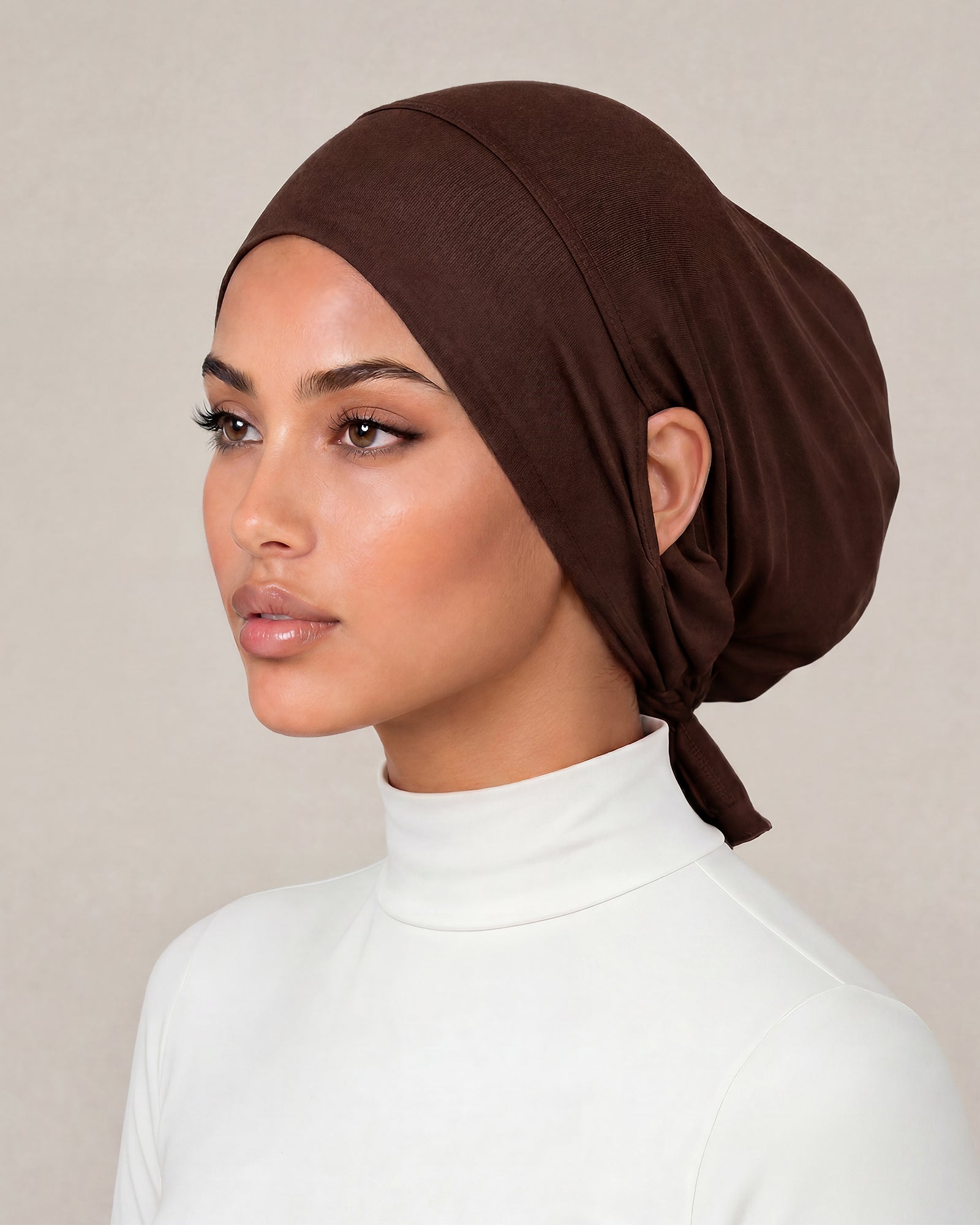 Recycled Bamboo Undercap with ear slits 'Dark Brown'