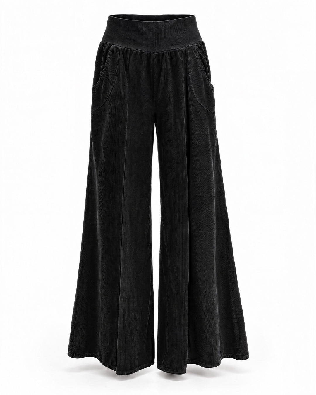 Black, Corduroy Flare Trousers