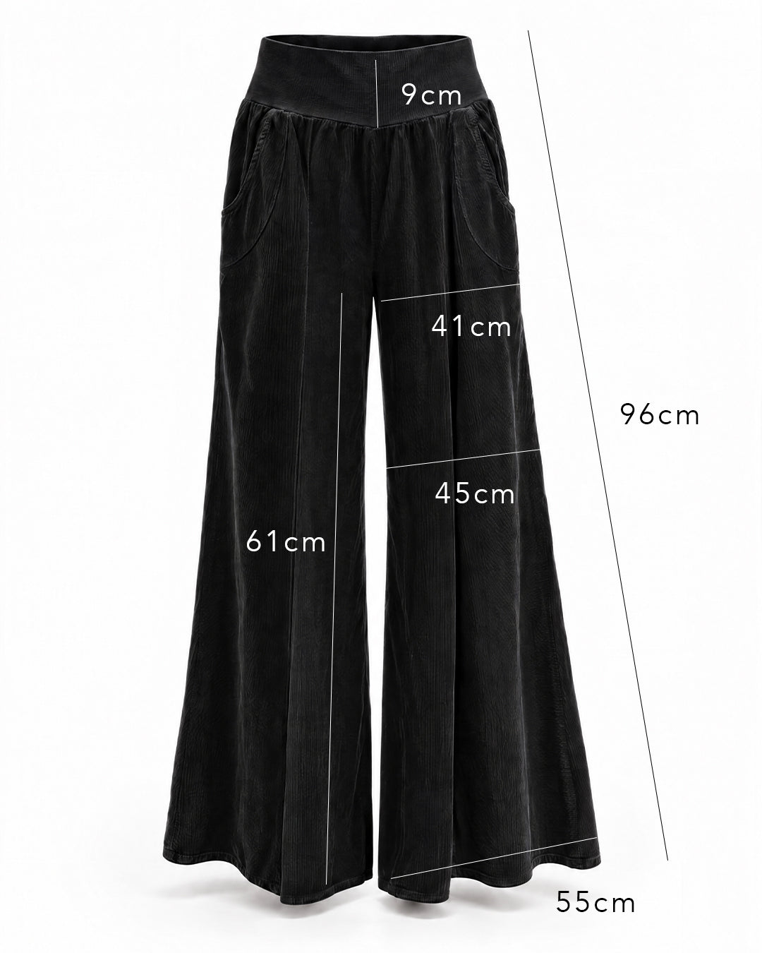 Black, Corduroy Flare Trousers