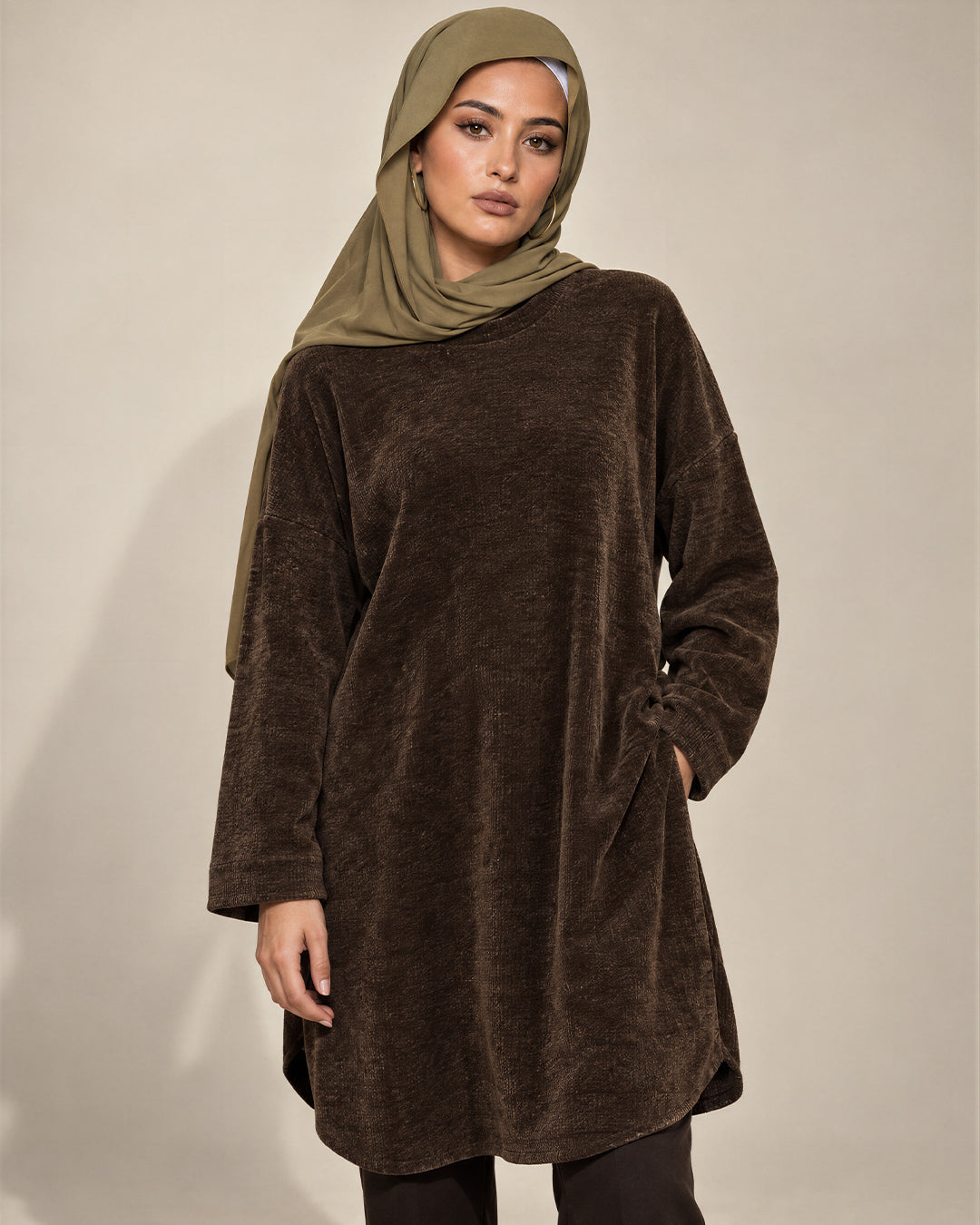 Dark Chocolate Brown, Oversized Chenille top