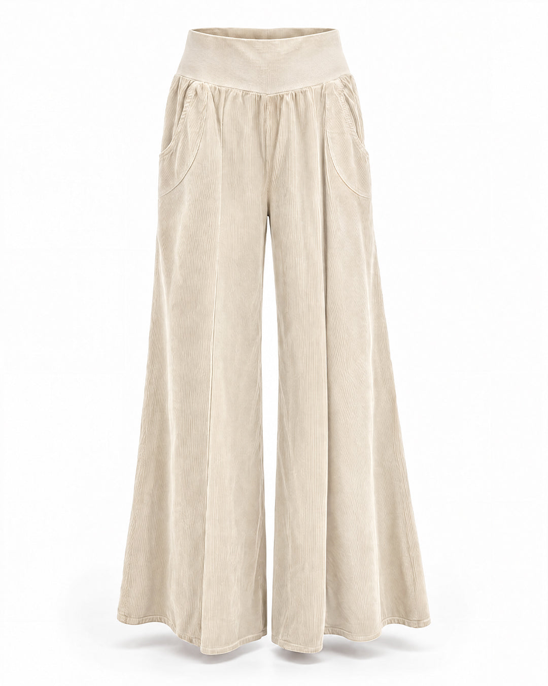 Cream, Corduroy Flare Trousers