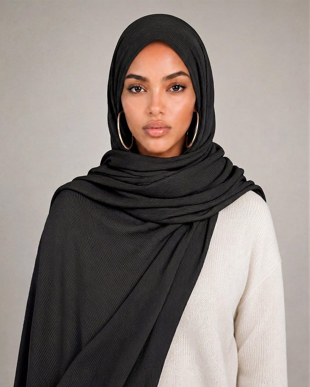 Bamboo Ribbed Hijab, Black