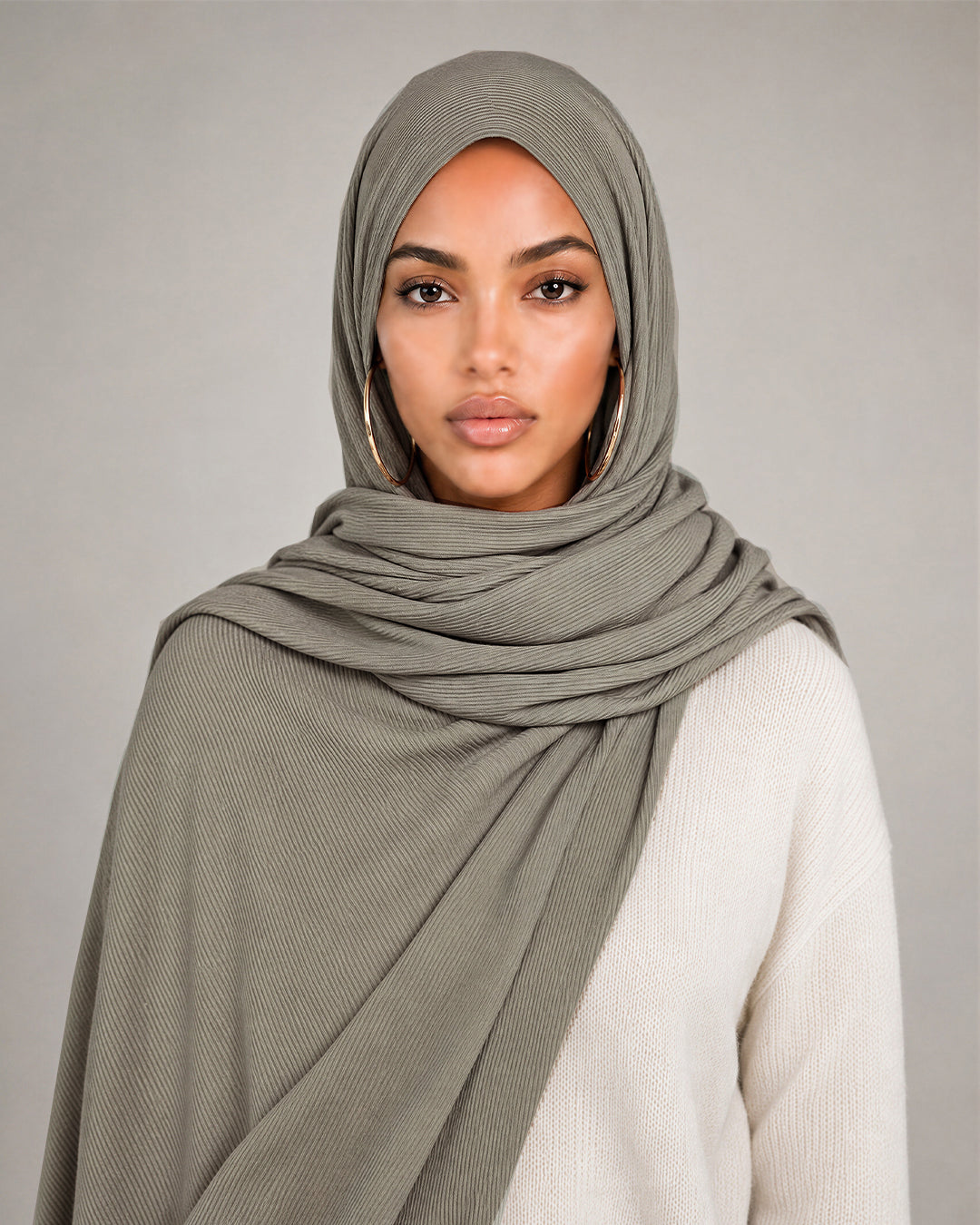 Bamboo Ribbed Hijab, Khaki