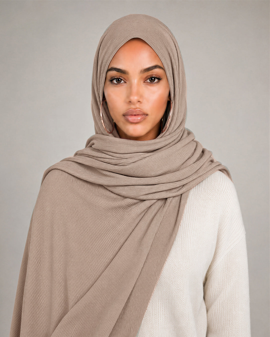 Bamboo Ribbed Hijab, Mushroom