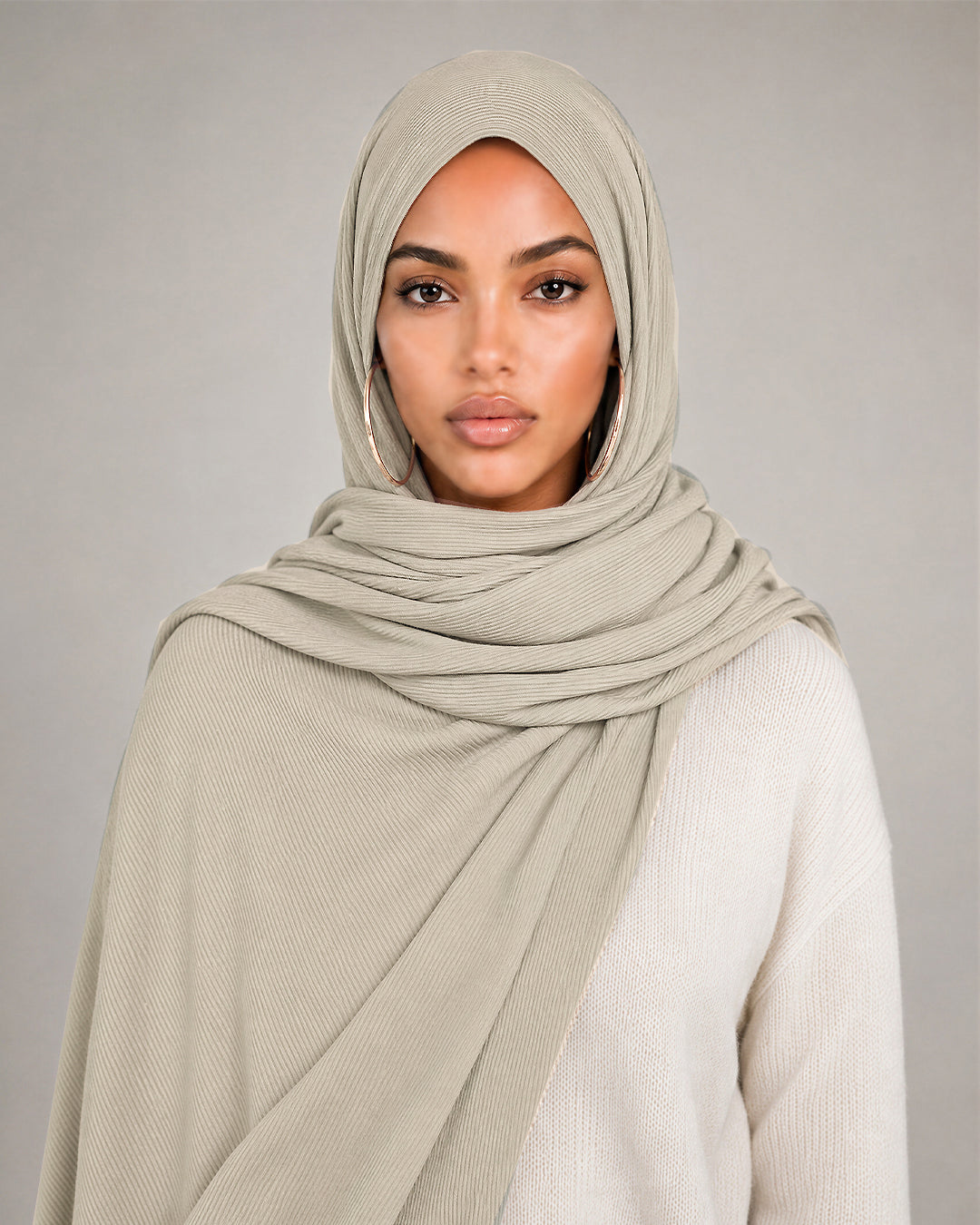Bamboo Ribbed Hijab, Oatmeal