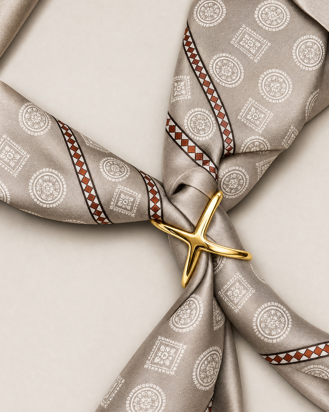 Gold Cross Scarf Buckle Ring