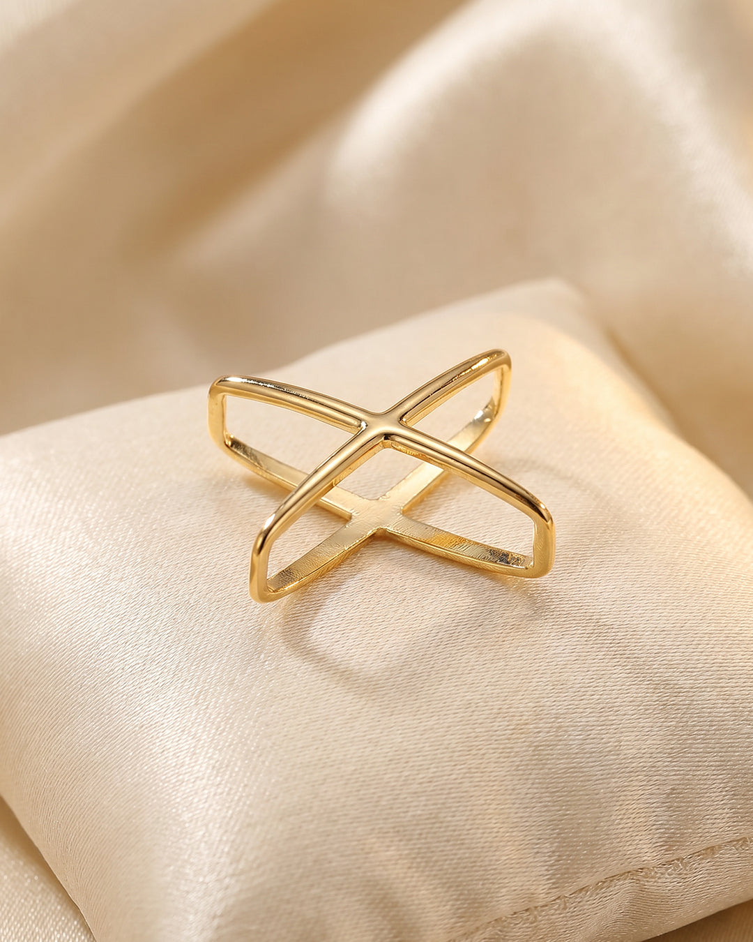 Gold Cross Scarf Buckle Ring