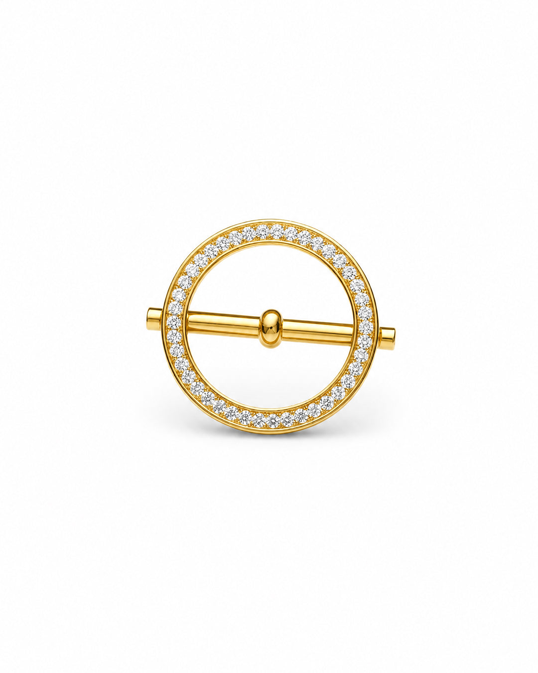 Gold Round Diamonté Scarf Buckle Ring